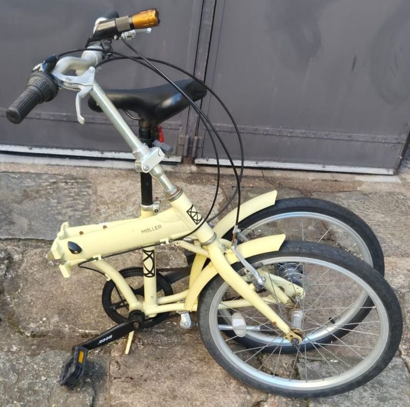 Bicicleta Plegable Moller Rodado 20 Estilo Urbano Vintage Color Crema