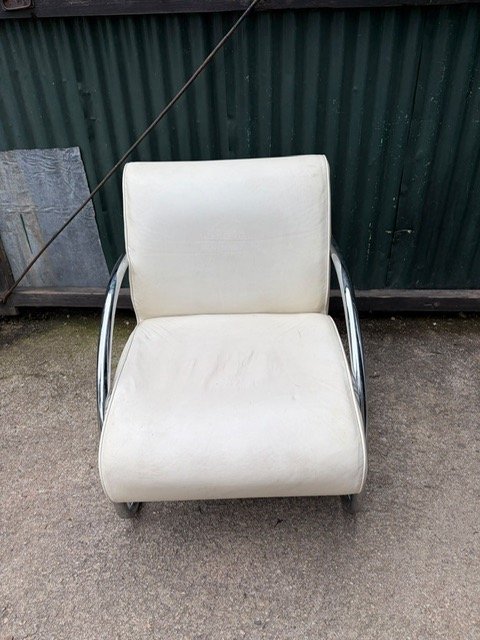 Sillón de 1 Cuerpo Blanco con Estructura Cromada
