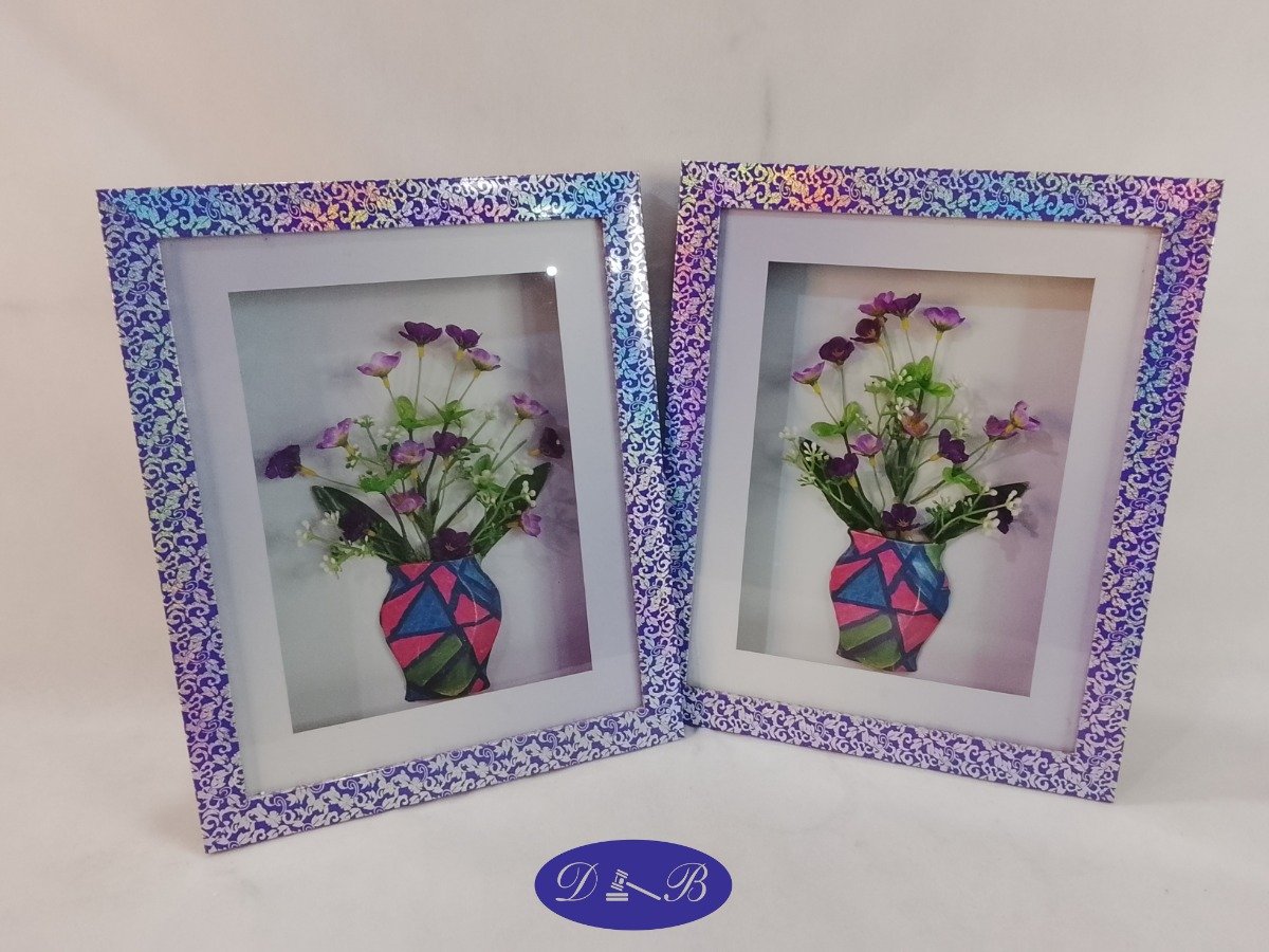 Set de 2 Cuadros Decorativos con Flores y Tapa de Vidrio