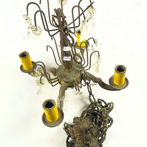 Araña de Bronce con 4 Luces y Cristales - imagen 2