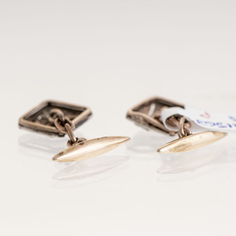Par de gemelos oro con brillantes y diamantes - imagen 2