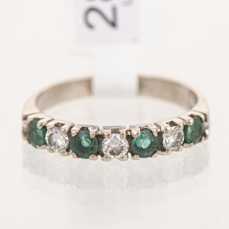 Anillo Medio Sin Fin Oro 18k con Esmeraldas y Brillantes