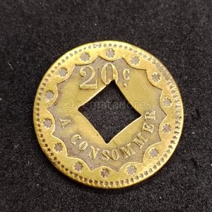 Moneda Antigua "A Consommer" 20 Centavos París - imagen 2