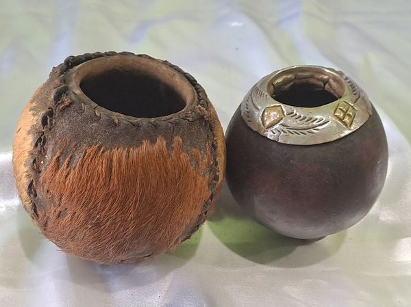 Par de Mates con Cuero Bovino y Alpaca - imagen 1