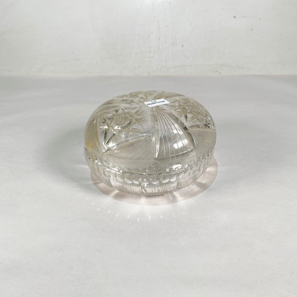 Despojador Circular de Cristal Tallado con Tapa - 15 cm - imagen 1