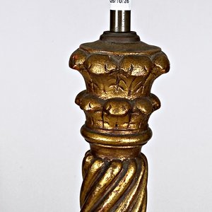 Lámpara de Madera Dorada Tallada con Pantalla - Altura 91 cm - imagen 2