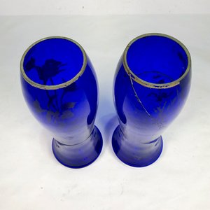 Par de Floreros Azules Esmaltados con Diseño Floral - 30 cm - imagen 4