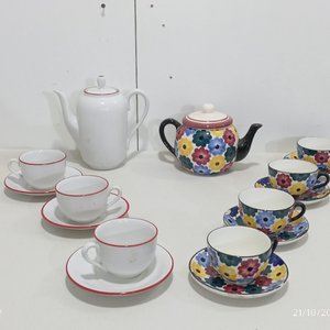 Lote siguiente: Juego de Té/Café de Loza y Cerámica Alemana y Olmos