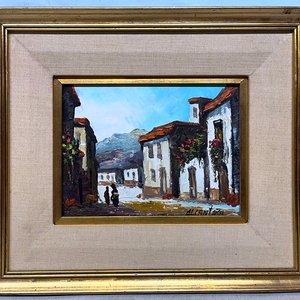 Óleo "Pueblo" de L. Cántara, 18 x 24 cm - imagen 2