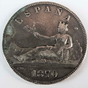 Moneda de Plata Española 5 Pesetas de 1870 - imagen 1