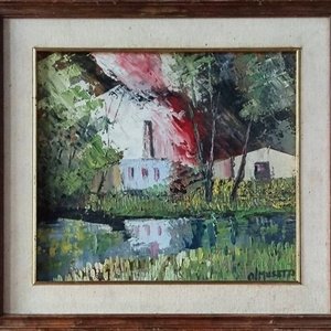 Lote siguiente: Óleo sobre Fibra "Paisaje Rural" Atribuido a Oscar Musetti