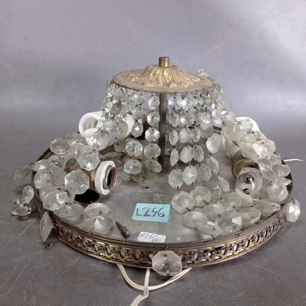 Plafón de Bronce con Caireles de Vidrio - Diámetro 33cm - imagen 1