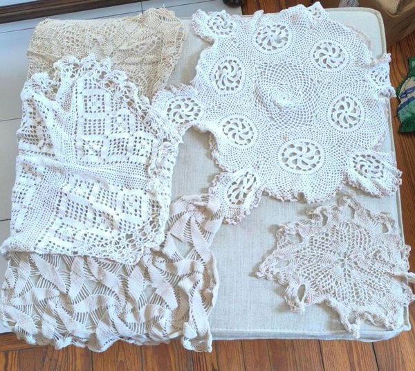 Colección de Tela Blanca Antigua y Decorativa - imagen 5