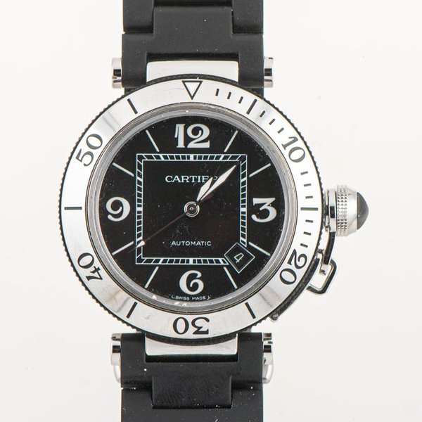 Reloj Cartier Pasha Seatimer Automático Acero Caucho Caja Documentos - imagen 1