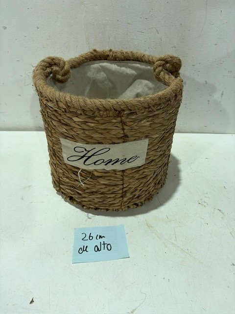 Canasto de Yute con Manijas y Etiqueta "Home"