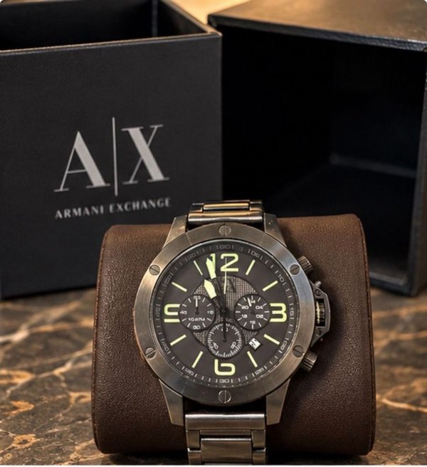 Reloj Armani Exchange AX1507 Cronógrafo Acero Negro Caja Original