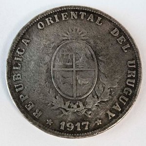 Moneda de Plata Uruguaya 50 Centésimos de 1917 - imagen 2