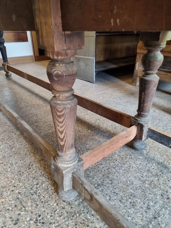 Mesa de trabajo antigua con patas torneadas en pinotea - imagen 7