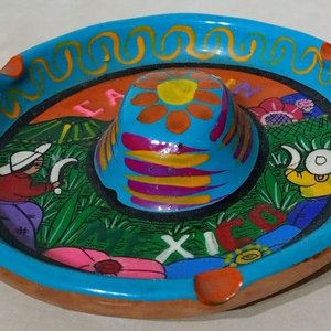 Cenicero de Cerámica Pintado a Mano Estilo Mexicano - imagen 2