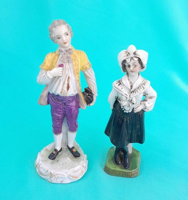 Par de antiguas figuras de porcelana Alemana - imagen 1
