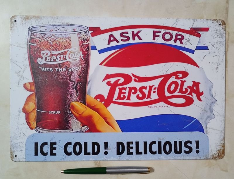 Lote siguiente: Chapa decorativa de Pepsi Cola - Anuncio antiguo