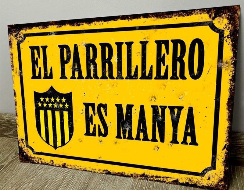 Cartel Decorativo "El Parrillero es Manyas" Chapa 28x19 cm