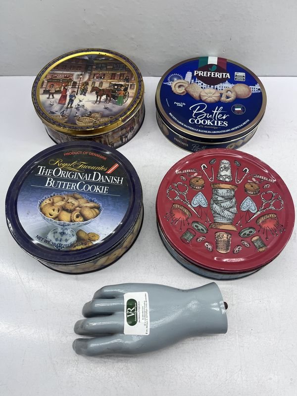 Lote de 4 latas antiguas de galletas con publicidad