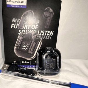 Auriculares Bluetooth Recargables Ultra Pod con Pantalla Digital, Negros - imagen 2