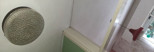 Lote de 2 artefactos: Lámpara de vidrio y Lámpara colgante roja/blanca