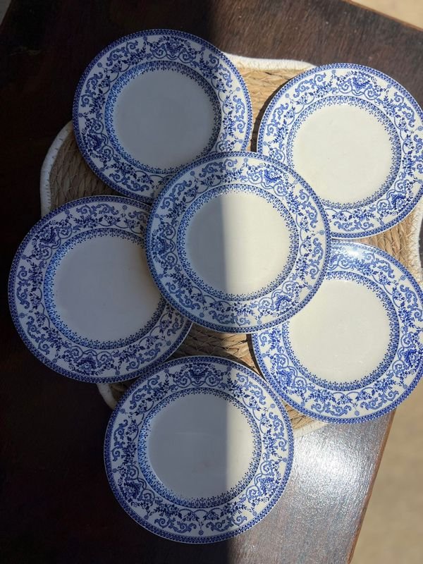 Lotes de platos decorados diseño floral azul