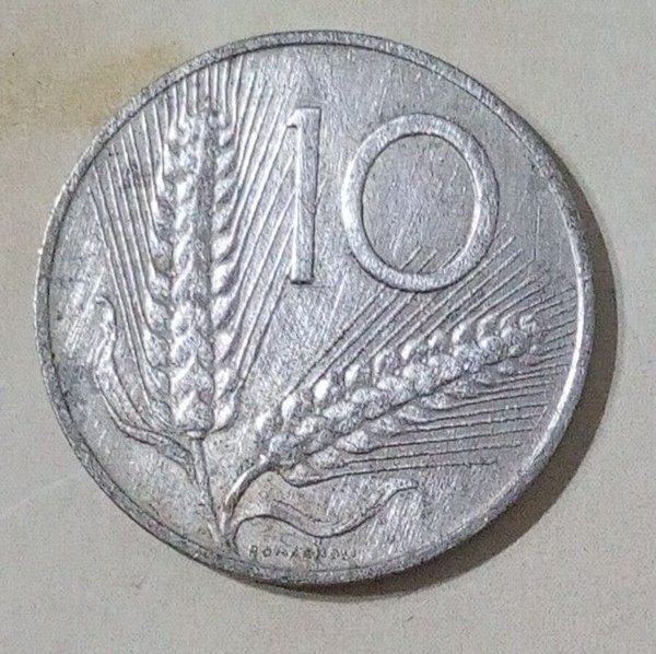Moneda Italiana 10 Liras Aluminio (Spighe) 1955 - imagen 1