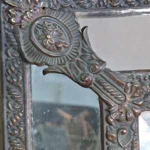 Espejo Francés Antiguo 1820 con Marco de Bronce Labrado y Cristal Biselado - imagen 3