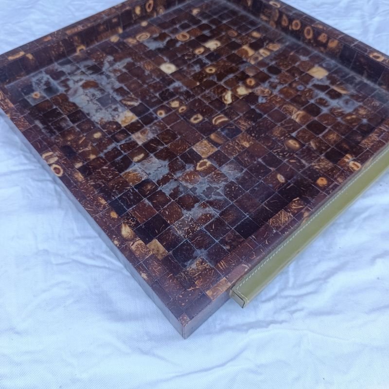 Bandejas de madera con revestimiento tipo mosaico en coco - imagen 5