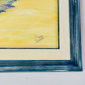 Cuadro al óleo sobre tela: Playa con marco de madera, firmado por A. Luz - imagen 2