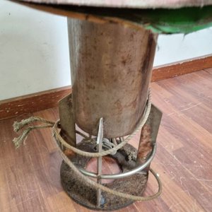 Boyarín Náutico Antiguo Decorativo con Base de Hierro y Tela Naranja/Crema - imagen 4