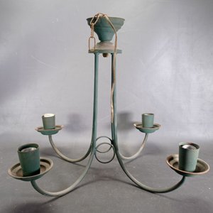 Araña de Hierro Verde con Pantallas, 4 Luces - imagen 2