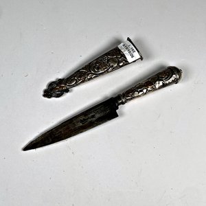 Cuchillo Criollo con Vaina y Cabo de Plata y Oro - imagen 2