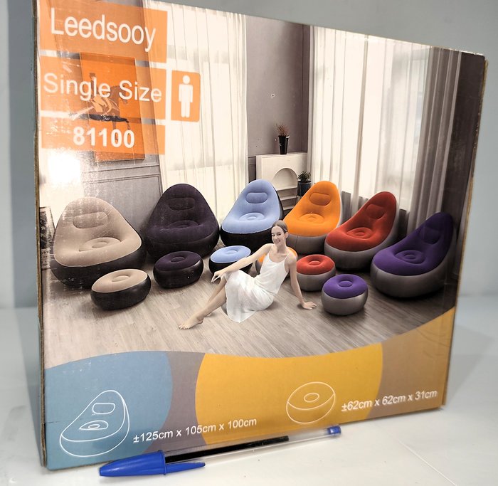 Sillon Inflable Con Puff Gris Nuevo - imagen 3