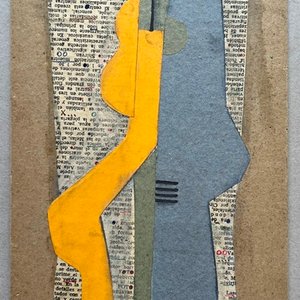 Collage "Figuras" de Walter Deliotti, 1973, 32 x 16 cm - imagen 2