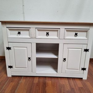 Aparador Blanco con Tapa Madera y Herrajes Negros - imagen 2