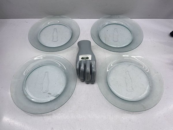 Juego de 4 Platos Llanos de Vidrio Coca-Cola Publicitario