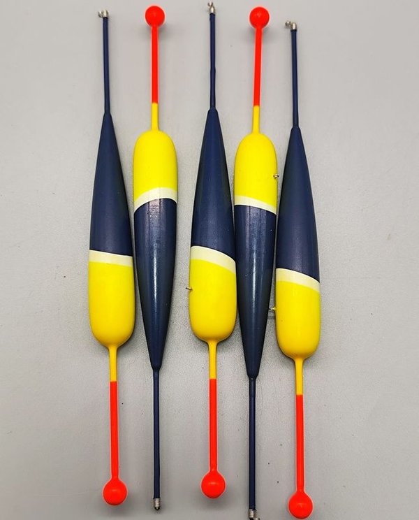 Lote de 5 Boyas de Pesca Alargadas en Azul y Amarillo - imagen 1
