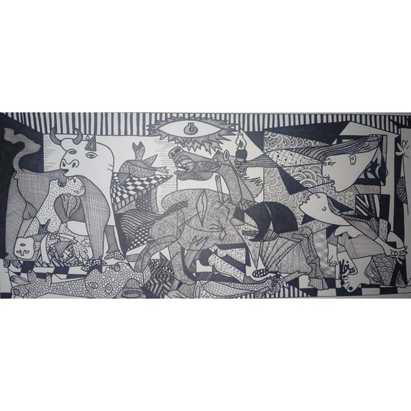 Obra de Arte "Guernica" Estilo Zentangle de Eugenia Calderón Koi