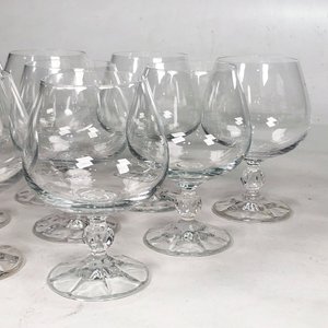 Juego de 9 Copas de Cristal Hialino con Vástago Tallado - imagen 4