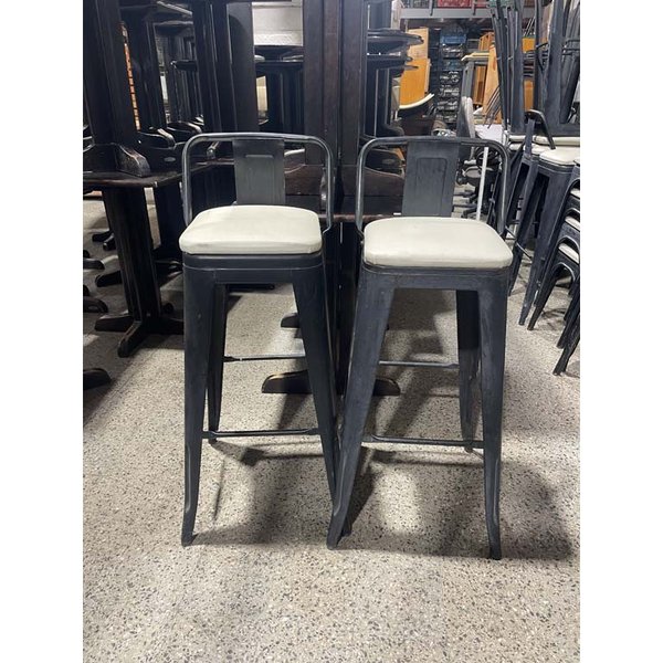 Par de Taburetes Altos de Metal con Respaldo y Asiento Tapizado Delfino Álvarez