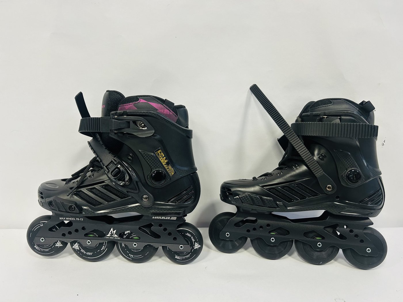 Par de Rollers Peach Sports Talle 38-39 Negros con Detalles Violetas
