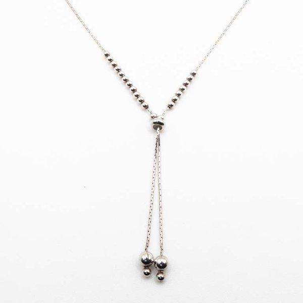 Cadena Corbatera de Plata 70cm con Cuentas y Dijes - imagen 1