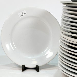 Lote de 24 Platos para Postre de Loza "Olmos" Blancos con Guarda Ancha - imagen 2