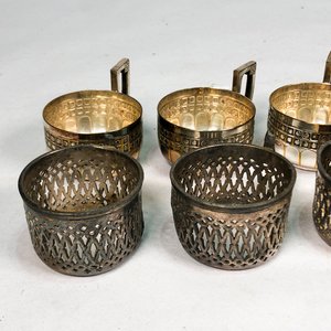 Diez Servilleteros Metálicos con Baño Plateado Estilo Vintage - imagen 3