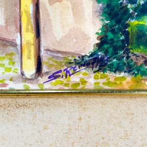 Cuadro Acuarela "Fachada Romana" Firmado S. Reano 917 - 47x30 cm - imagen 3